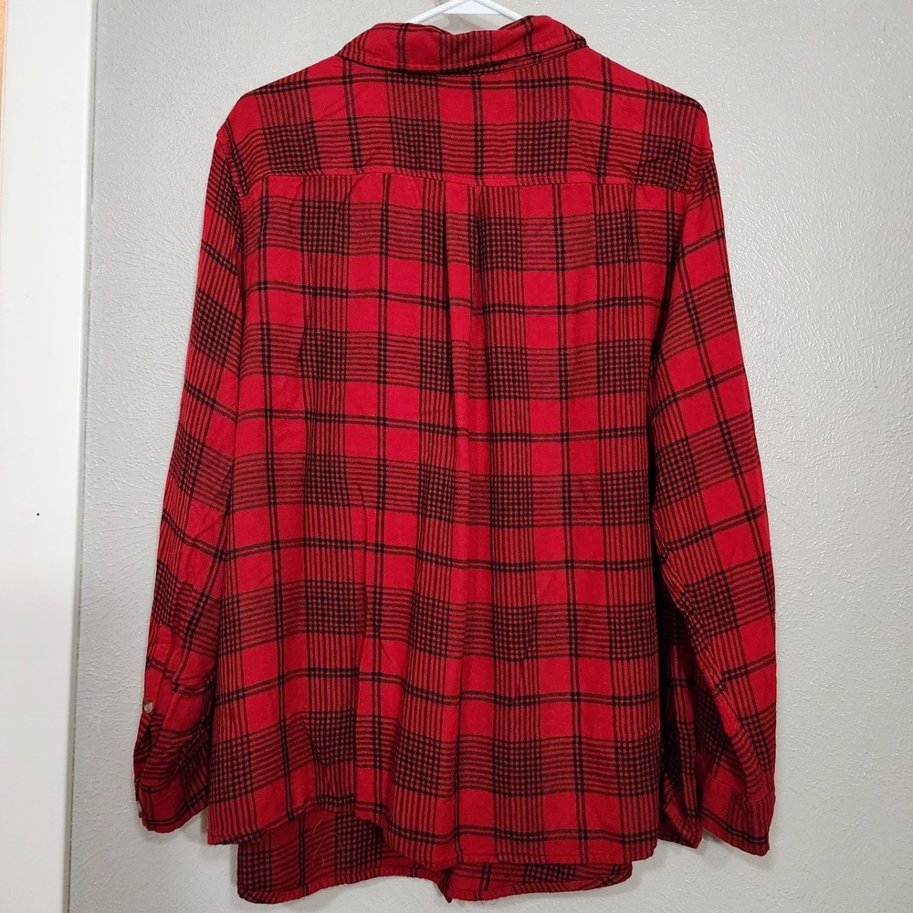 Ava & Viv Shirt Women's Plus 2x Red Plaid Long Sleeve Button Up Pockets - Picture 2 of 8
